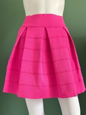 Ginger G Hot Pink Pleated Stretch Textured Circle Skirt